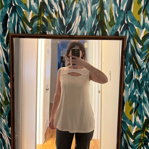 Soft Surroundings Tops - Soft Surroundings White Cutout Tank Top | Modal Spandex Sleeveless | Size Small